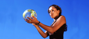 Woman holding earth